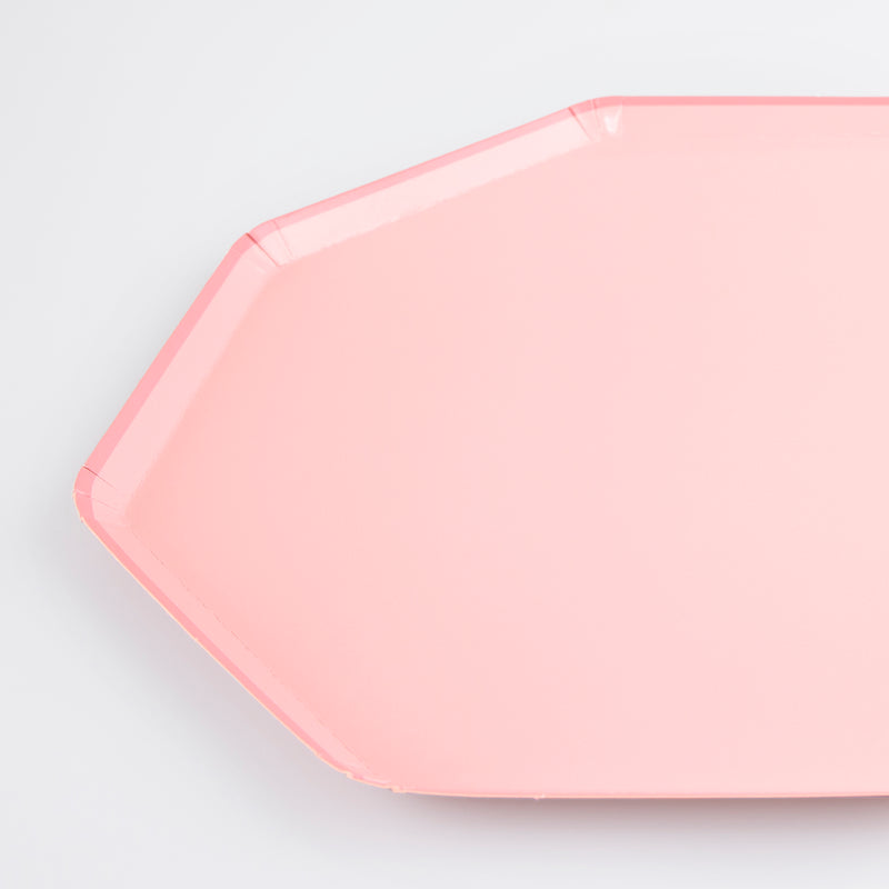 Pink geometric paper plate for birthday or baby shower from Parte Haus party supply store in Bethesda MD