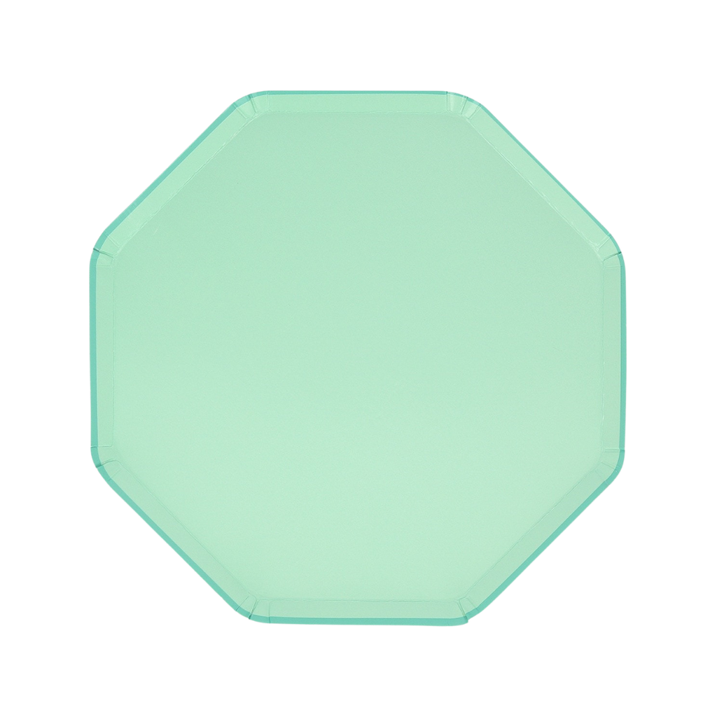Mint green octagon plate simple solid design birthday from Parte Haus party supply store in Bethesda MD
