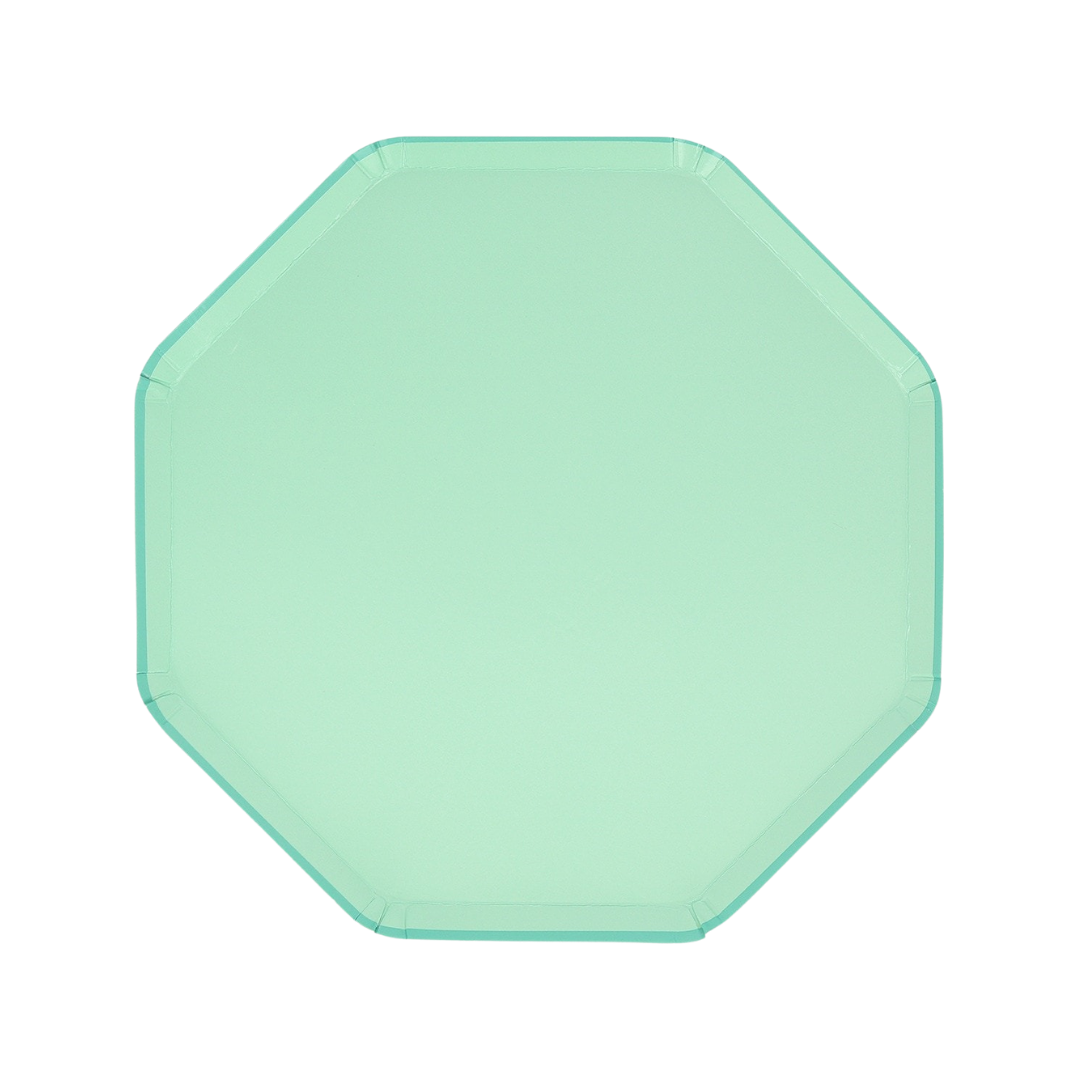 Mint green octagon plate simple solid design birthday from Parte Haus party supply store in Bethesda MD