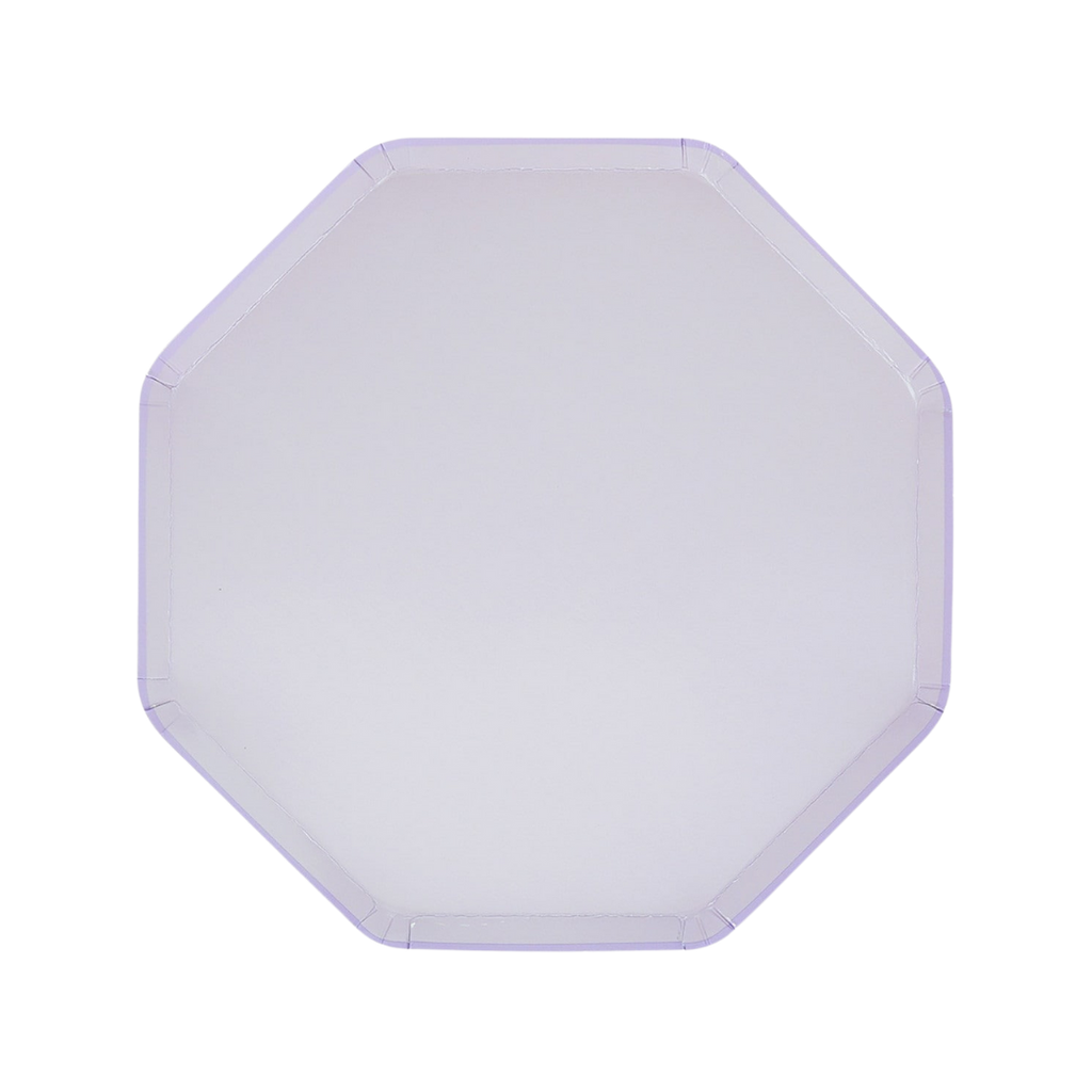 White octagon plate with simple design for birthday from Parte Haus party supply store in Bethesda MD