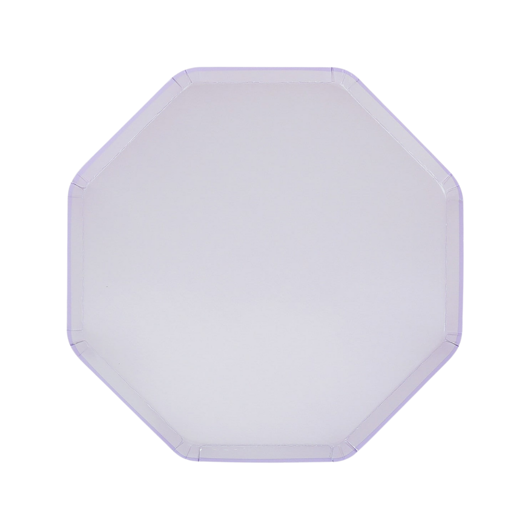 White octagon plate with simple design for birthday from Parte Haus party supply store in Bethesda MD