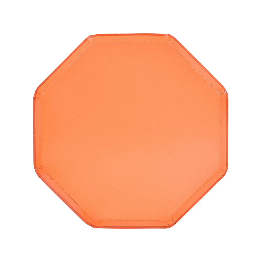 Peach octagon plate solid color for birthday from Parte Haus party supply store in Bethesda MD