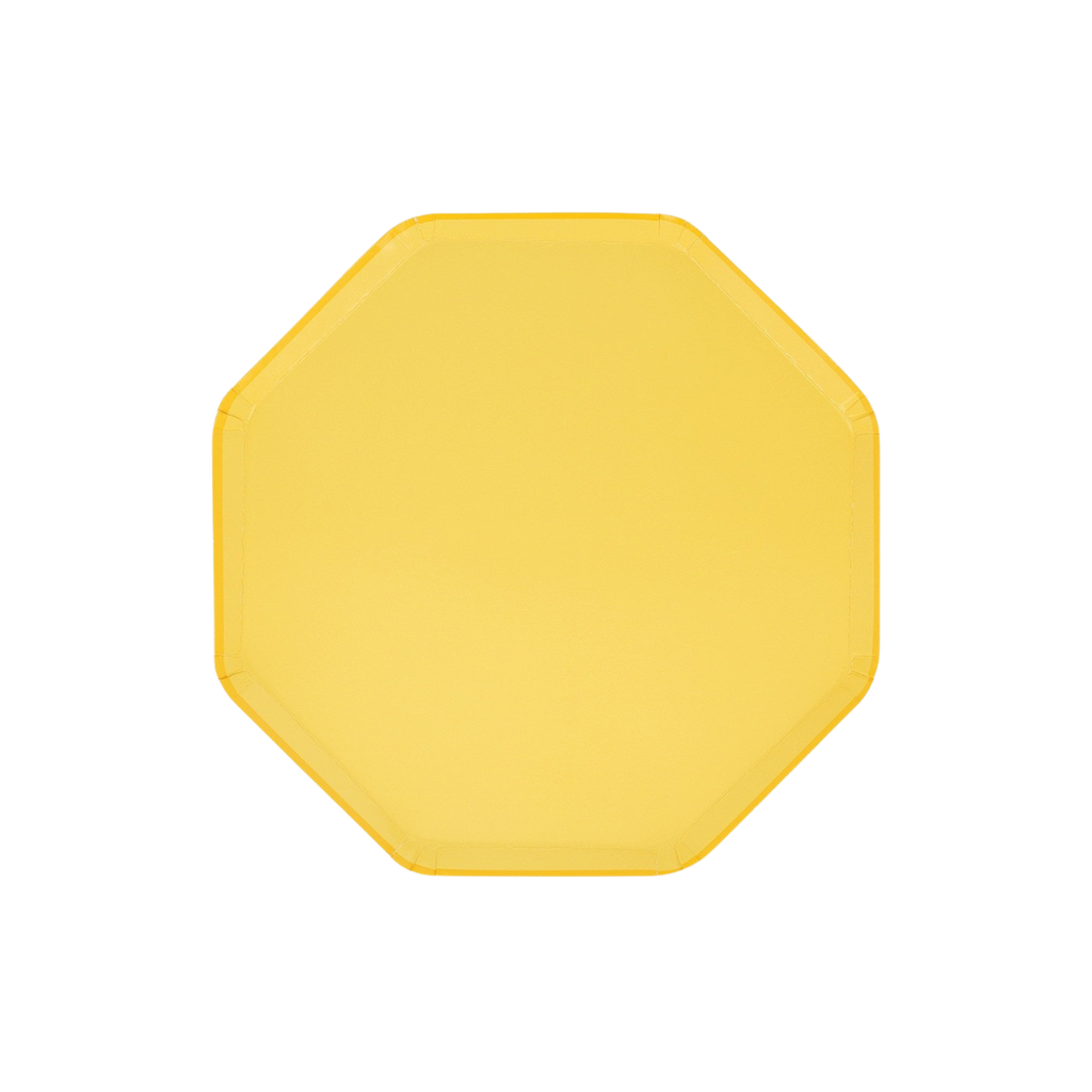 Yellow octagon plate geometric design for birthday from Parte Haus party supply store in Bethesda MD