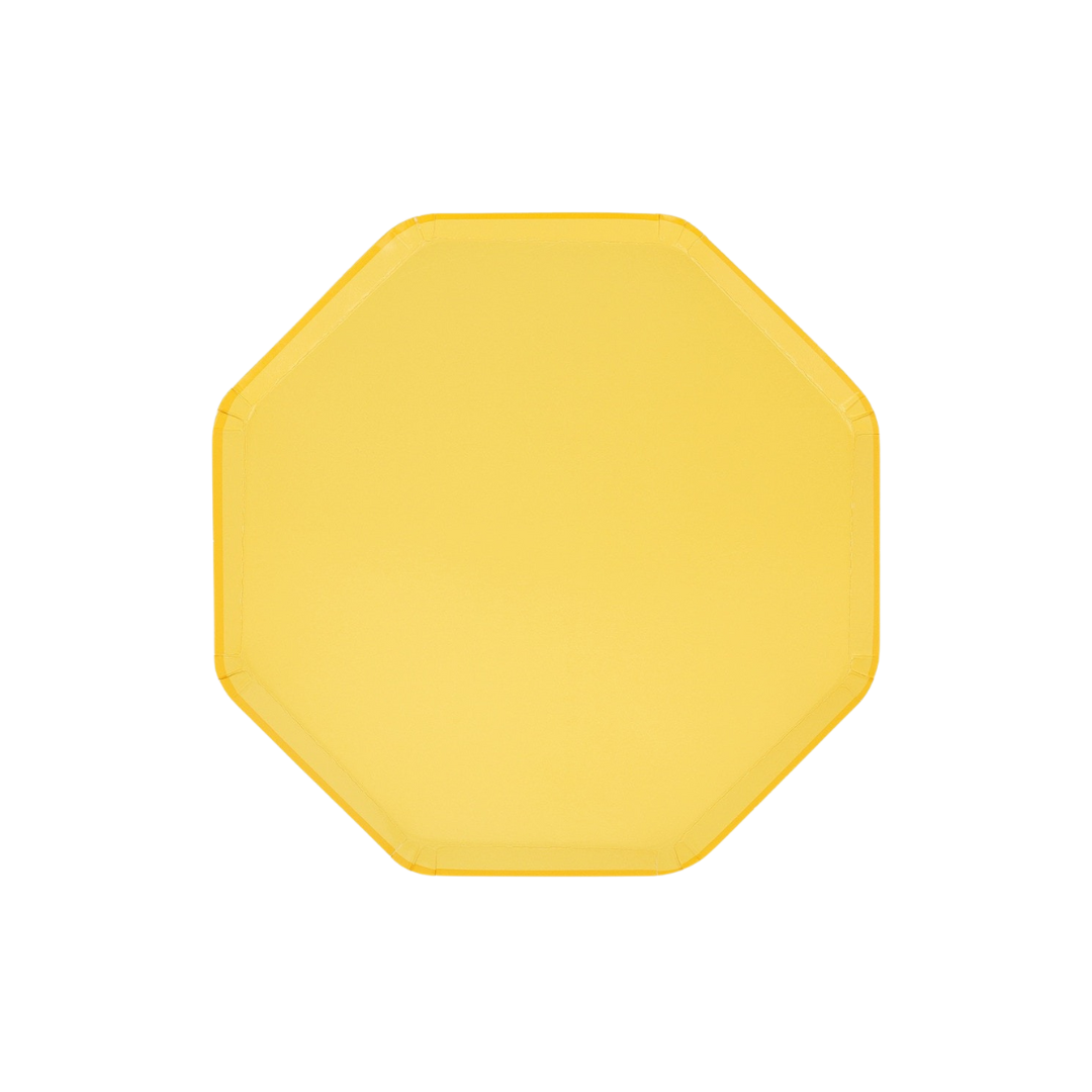 Yellow octagon plate geometric design for birthday from Parte Haus party supply store in Bethesda MD