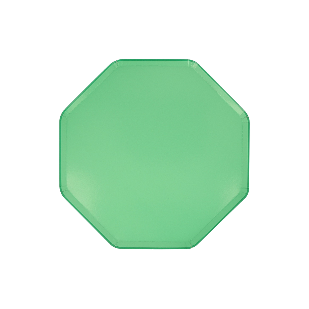 Green octagon plate with simple design birthday from Parte Haus party supply store in Bethesda Maryland