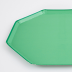 Green paper plate with octagon shape for birthday or celebration from Parte Haus party supply store in Bethesda, Maryland