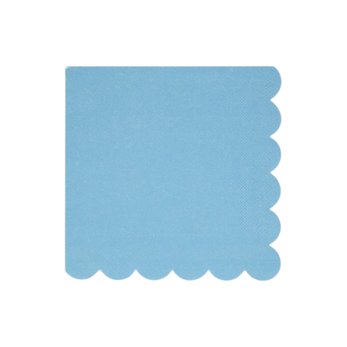 Light blue napkin with scalloped edge for birthday or baby shower from Parte Haus party supply store in Bethesda MD