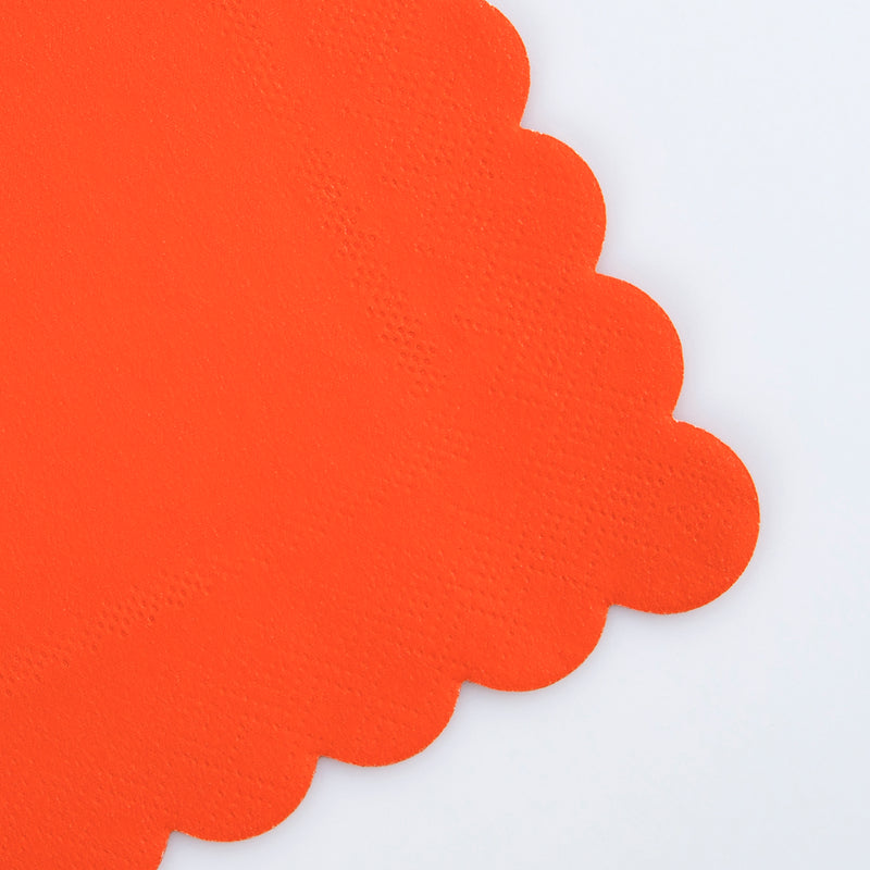 Orange scalloped napkin decorative for birthday from Parte Haus party supply store in Bethesda MD