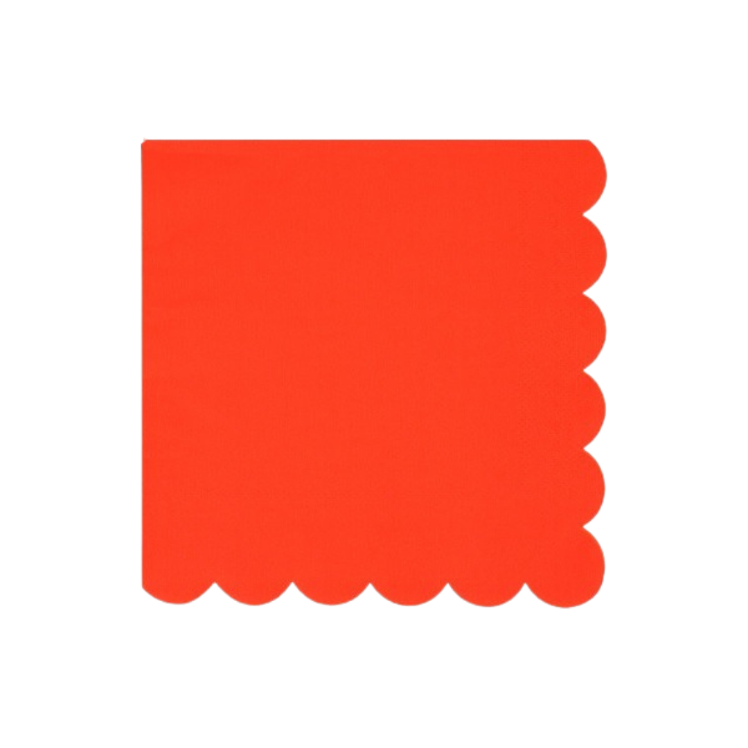Red napkin with scalloped edge for birthday from Parte Haus party supply store in Bethesda MD