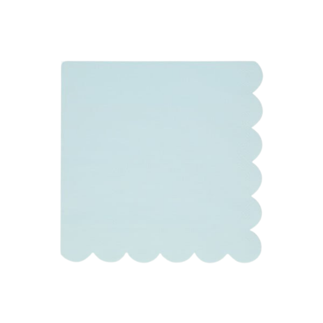 Light blue scalloped napkin for birthday from Parte Haus party supply store in Bethesda MD