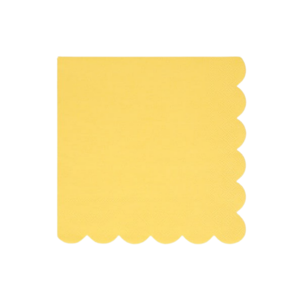 Yellow napkin with scalloped edge for birthday from Parte Haus party supply store in Bethesda MD