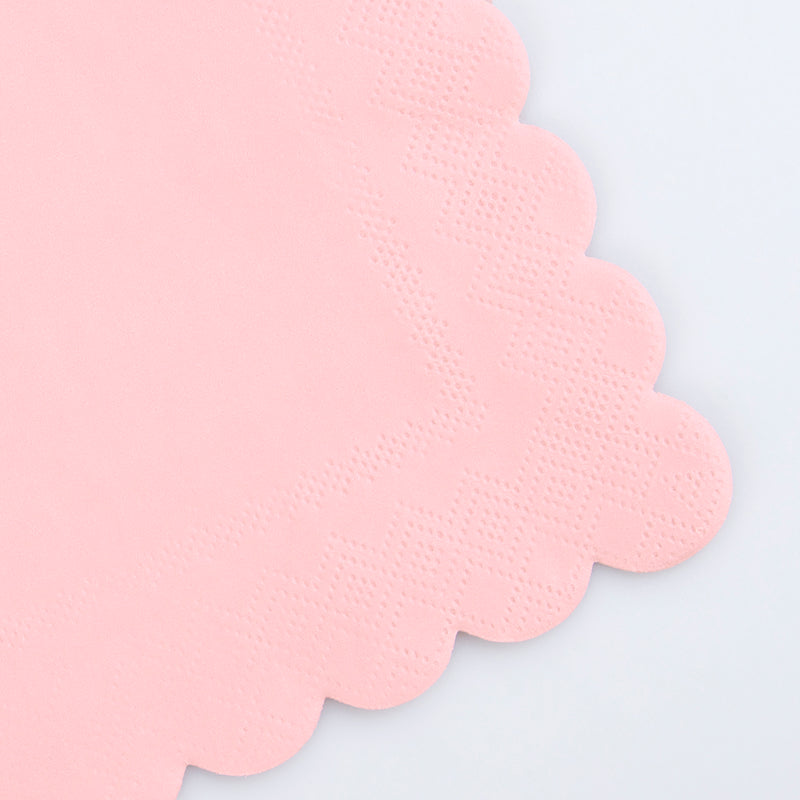 Pink scalloped paper napkin for birthday or baby shower from Parte Haus party supply store in Bethesda MD