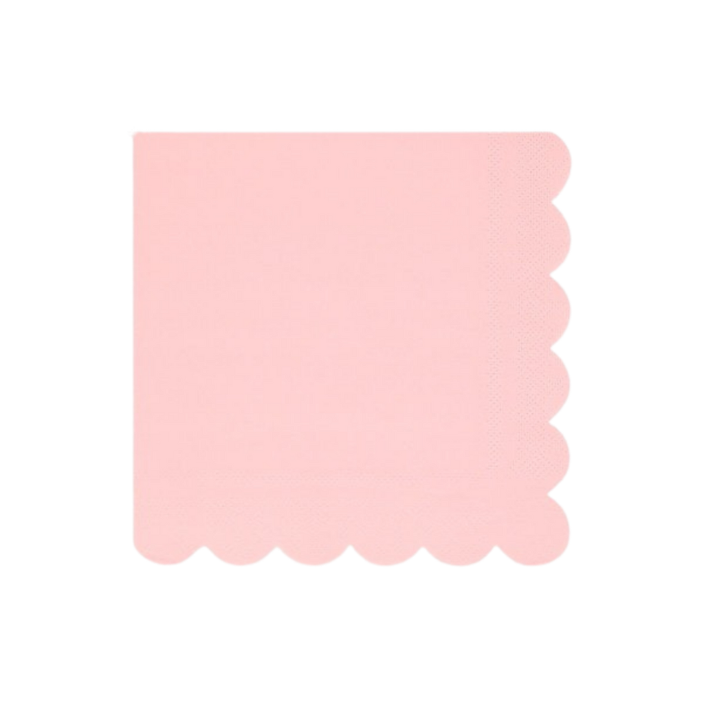 Pink napkin with scalloped edge for birthday from Parte Haus party supply store in Bethesda MD.