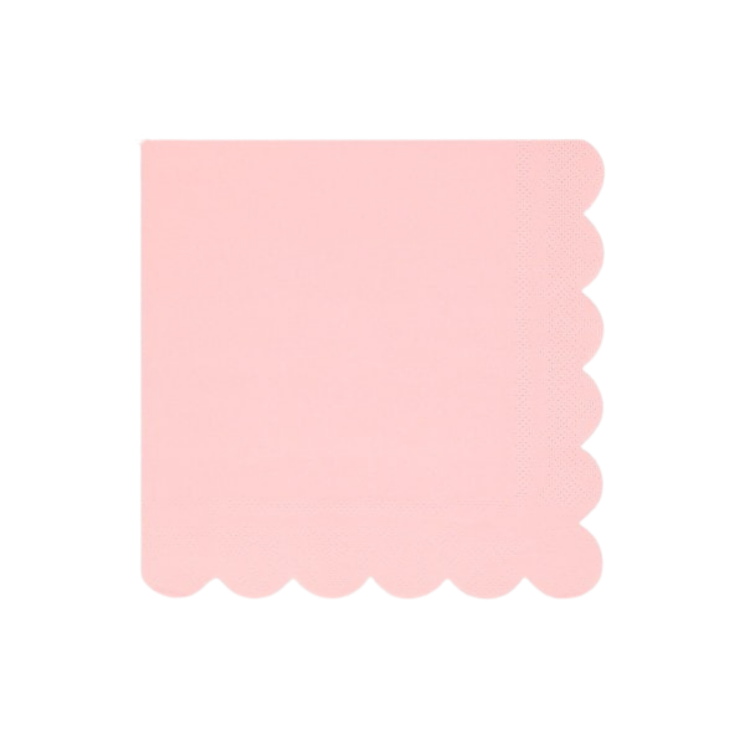 Pink napkin with scalloped edge for birthday from Parte Haus party supply store in Bethesda MD.