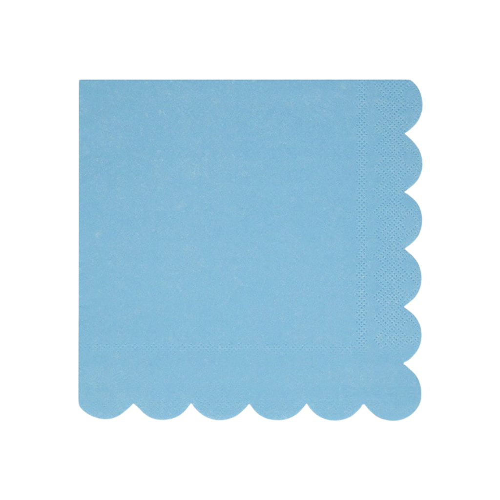 Light blue napkin with scalloped edge for birthday from Parte Haus party supply store in Bethesda MD
