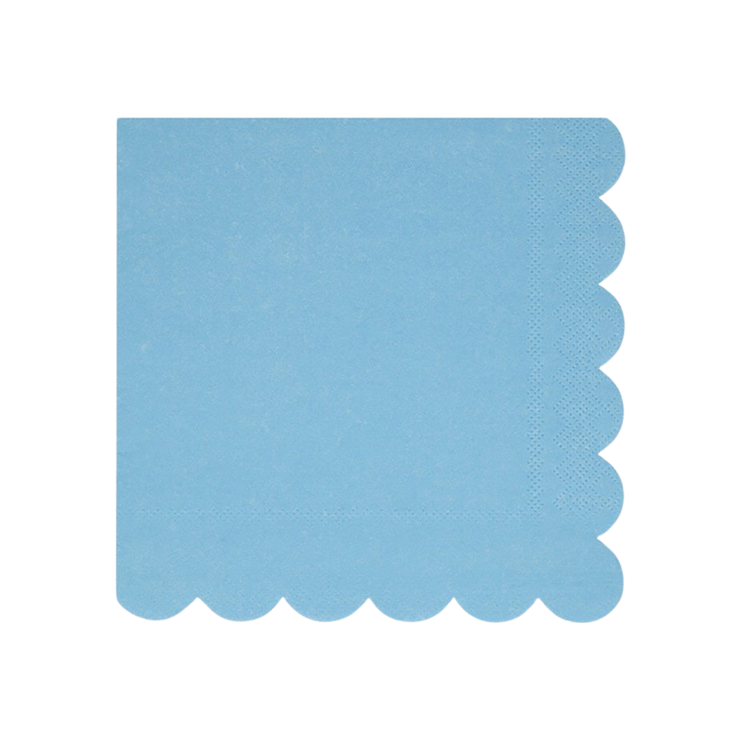 Light blue napkin with scalloped edge for birthday from Parte Haus party supply store in Bethesda MD