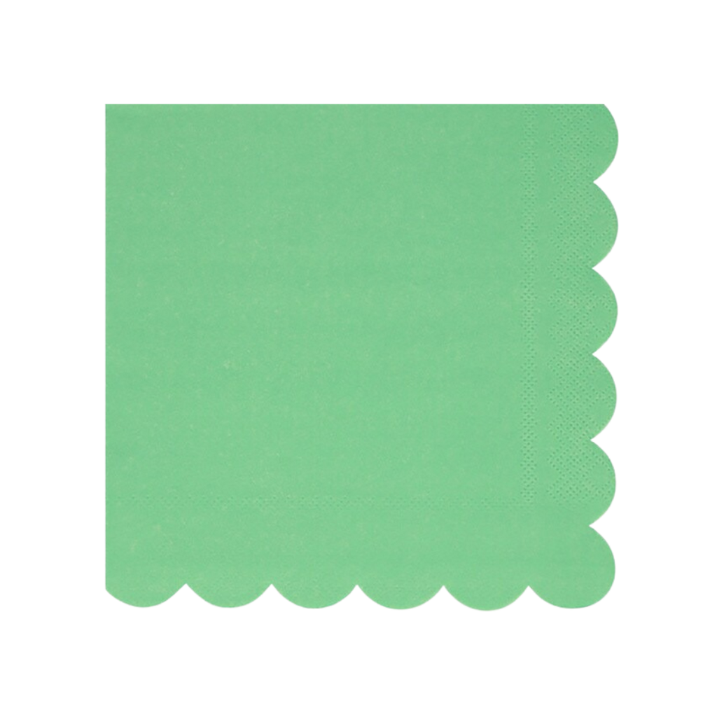 green napkin with scalloped edge for birthday or picnic from Parte Haus party supply store in Bethesda MD