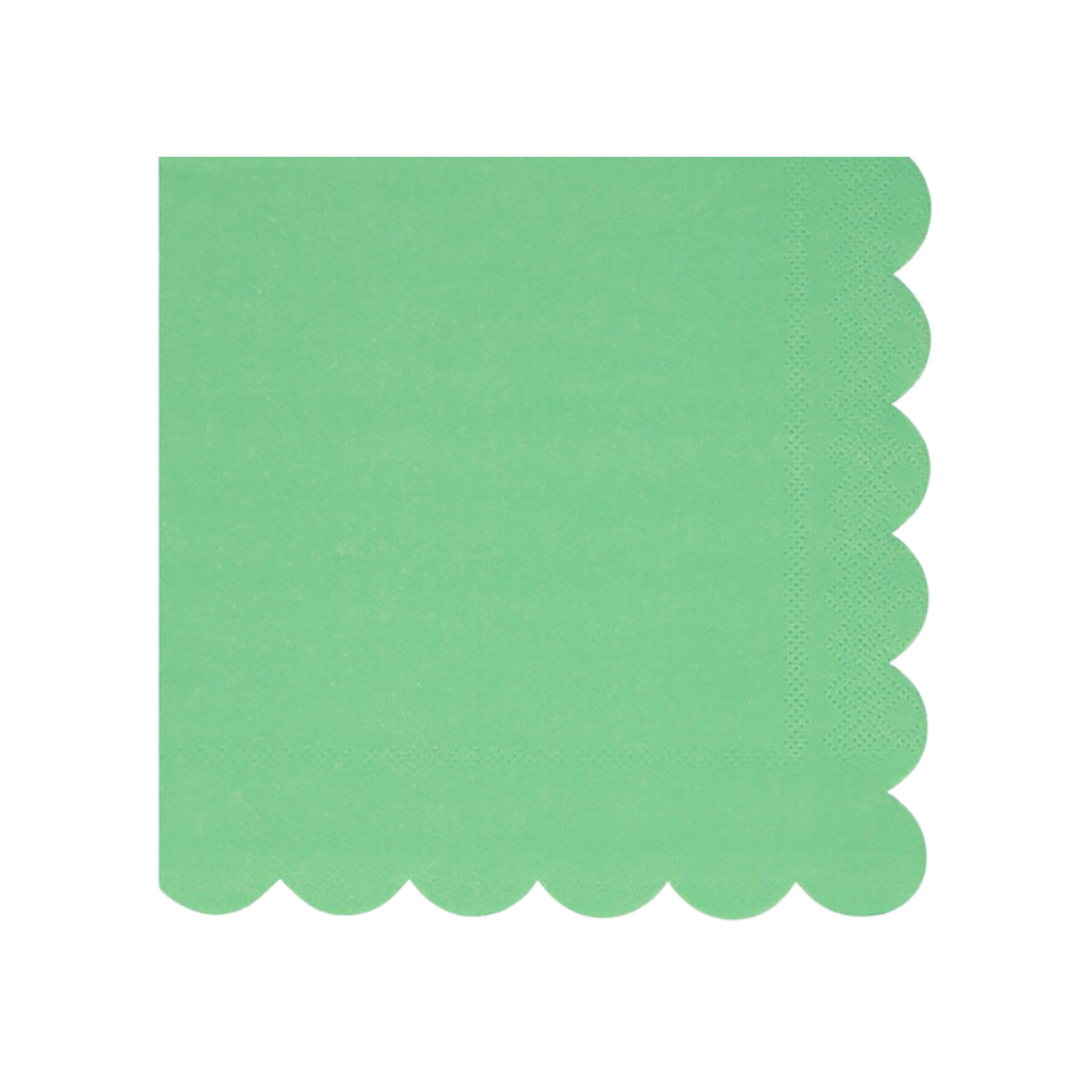 green napkin with scalloped edge for birthday or picnic from Parte Haus party supply store in Bethesda MD