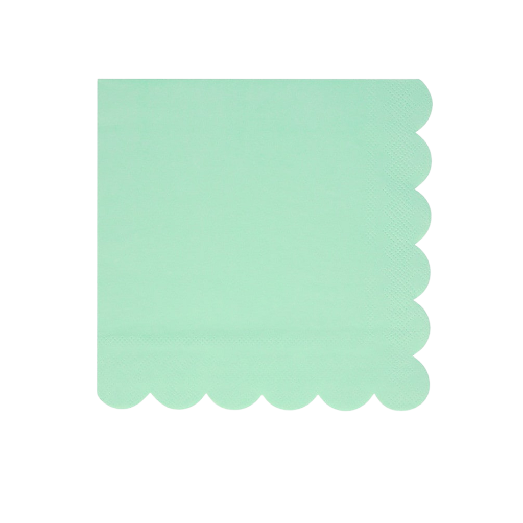 Mint green napkin with scalloped edge for birthday from Parte Haus party supply store in Bethesda Maryland