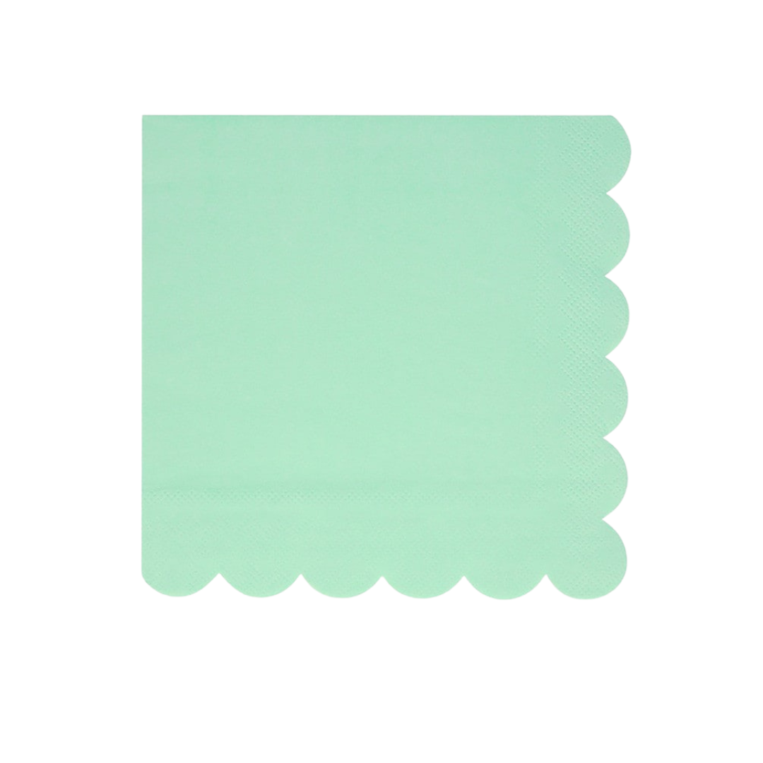 Mint green napkin with scalloped edge for birthday from Parte Haus party supply store in Bethesda Maryland