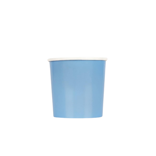 Light blue paper cup plain design birthday party from Parte Haus party supply store in Bethesda MD