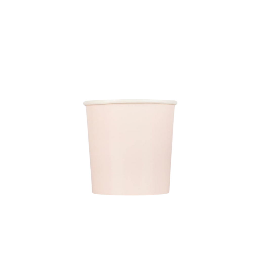 Blush pink paper cup with simple design for birthday celebrations from Parte Haus party supply store in Bethesda Maryland
