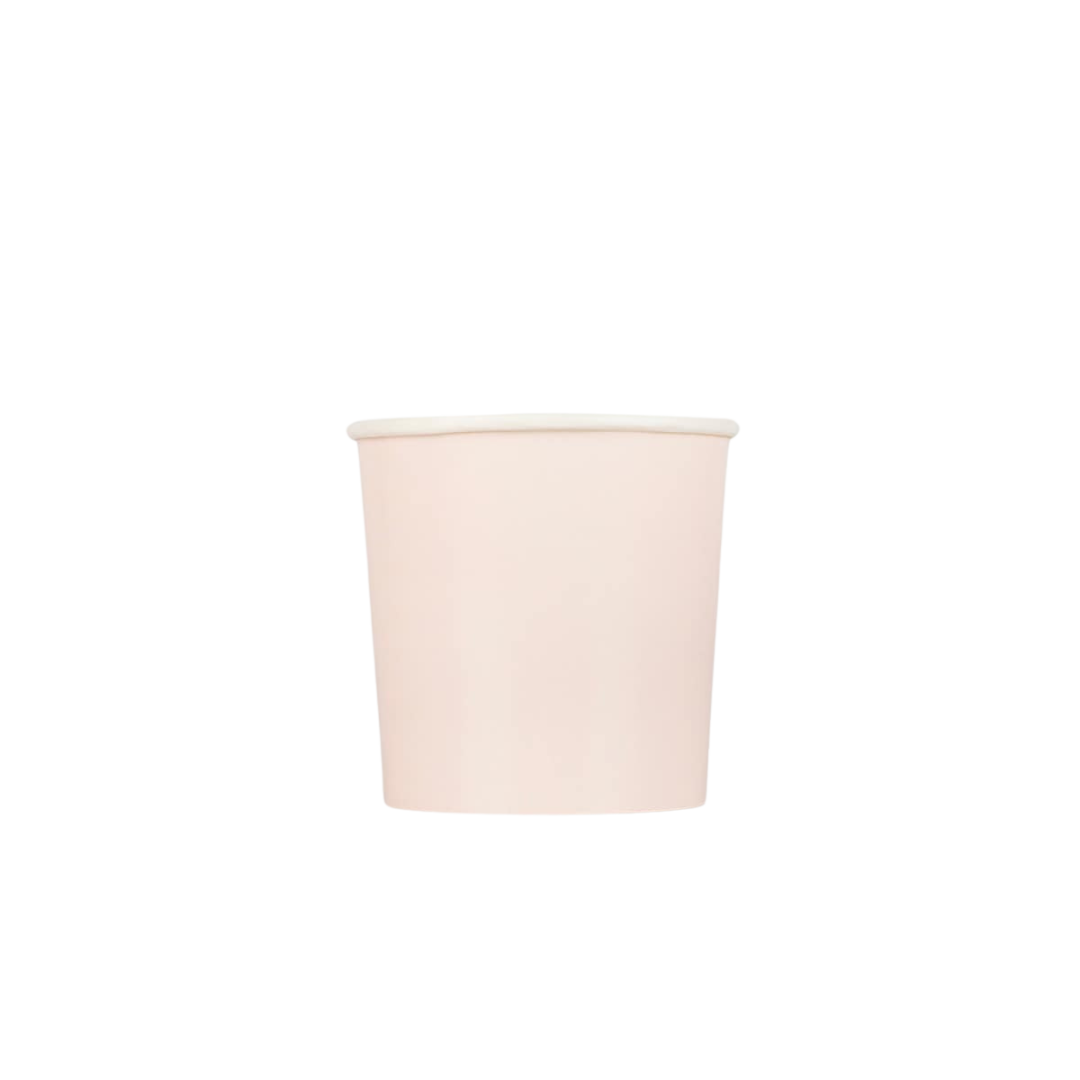 Blush pink paper cup with simple design for birthday celebrations from Parte Haus party supply store in Bethesda Maryland