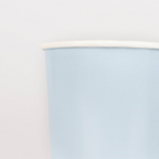Light blue paper cup with white rim for baby shower from Parte Haus party supply store in Bethesda MD