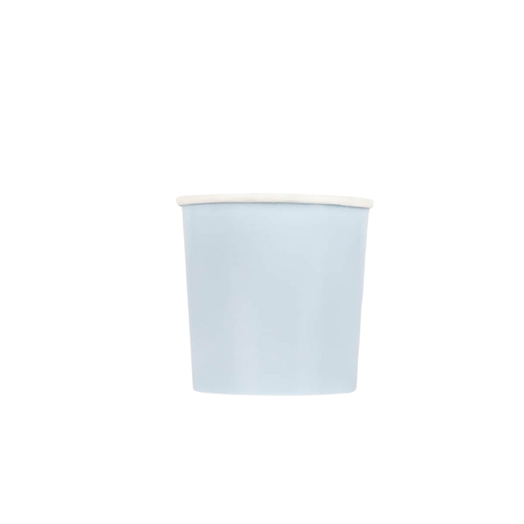 Light blue paper cup with simple design for birthday celebration from Parte Haus party supply store in Bethesda MD