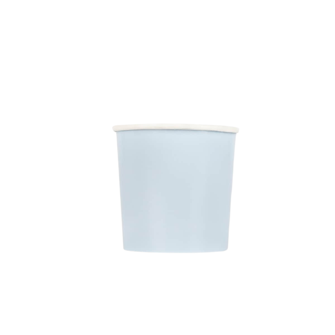 Light blue paper cup with simple design for birthday celebration from Parte Haus party supply store in Bethesda MD