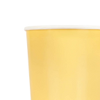 Yellow paper cup with white rim for birthday from Parte Haus party supply store in Bethesda Maryland