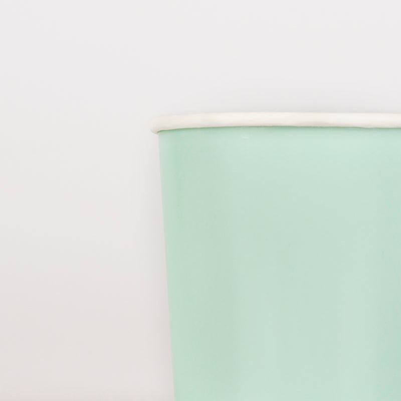 Mint green paper cup minimal design for birthday from Parte Haus party supply store in Bethesda MD