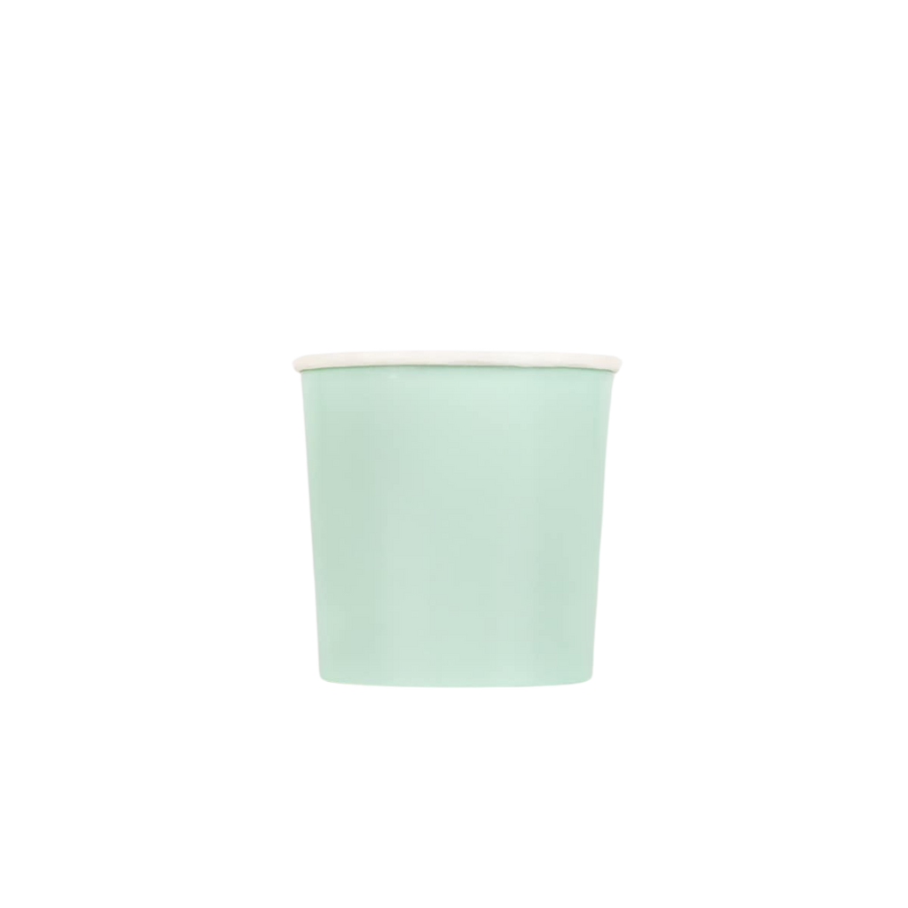 Mint green paper cup with white rim classic design birthday from Parte Haus party supply store in Bethesda MD