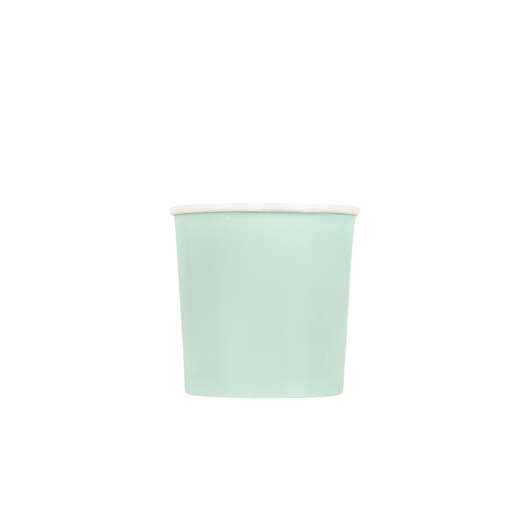 Mint green paper cup with white rim classic design birthday from Parte Haus party supply store in Bethesda MD