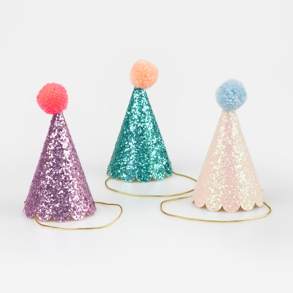 Glitter Mini Party Hats - 8pk