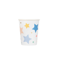 Multi color stars paper cup with star pattern birthday theme from Parte Haus party supply store in Bethesda MD
