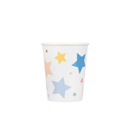 Multi color stars paper cup with star pattern birthday theme from Parte Haus party supply store in Bethesda MD