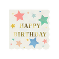 Multicolor star birthday napkin with gold foil text birthday theme from Parte Haus party supply store in Bethesda MD