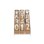 Gold and white number birthday candles display for celebration from Parte Haus party supply store in Bethesda MD.
