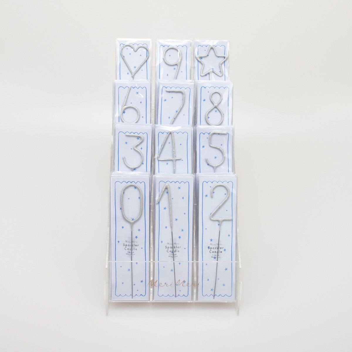 Silver number and shape sparkler candles for birthday from Parte Haus party supply store in Bethesda MD