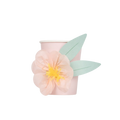 Pink floral paper cup with pastel flower and leaves for spring celebration from Parte Haus party supply store in Bethesda MD