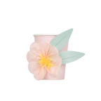 Pink floral paper cup with pastel flower and leaves for spring celebration from Parte Haus party supply store in Bethesda MD