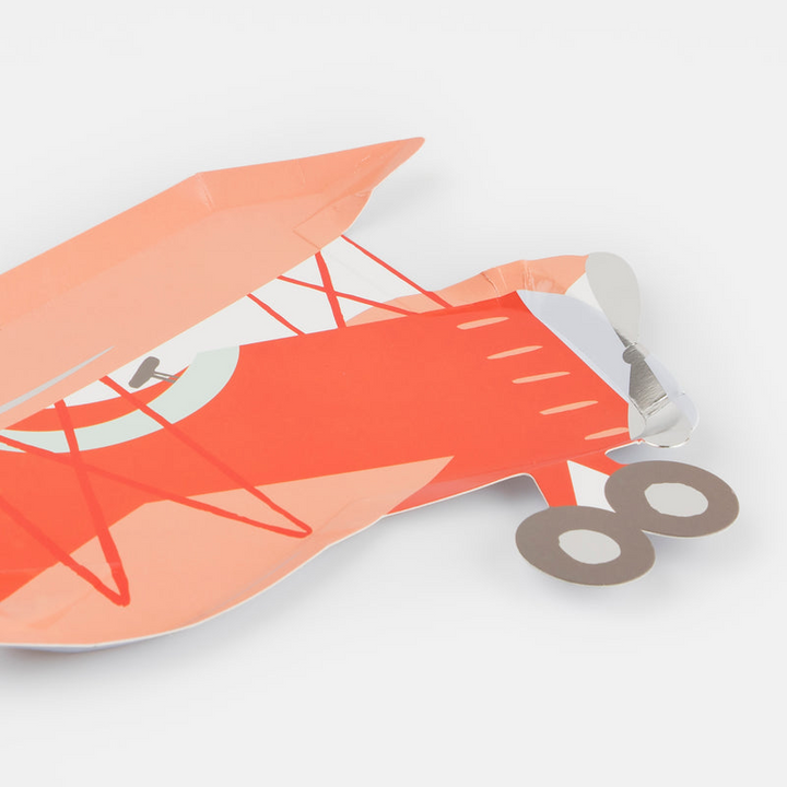 Red Vintage Plane Large Dinner Plates