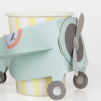 yellow striped airplane paper cup for kids birthday party from Parte Haus party supply store in Bethesda MD
