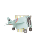Pastel airplane cup with yellow and white stripes for kids birthday from Parte Haus party supply store in Bethesda MD