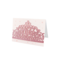Pink glitter birthday card with tiara design for birthday celebration from Parte Haus party supply store in Bethesda Maryland