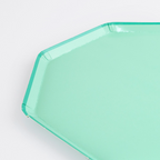 Mint green hexagon plate modern party tableware for birthdays from Parte Haus party supply store in Bethesda MD.