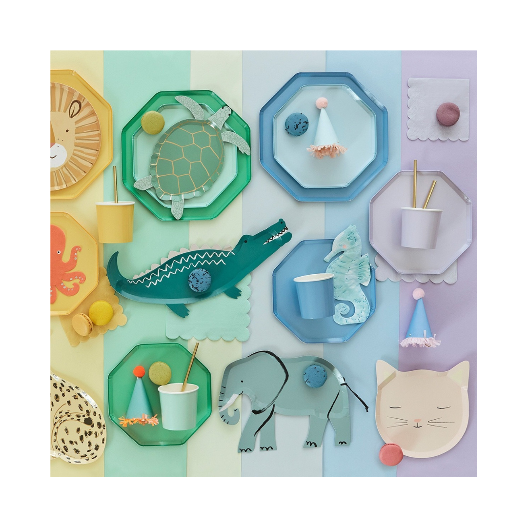 Green Sea Foam Octagonal Dessert Plates
