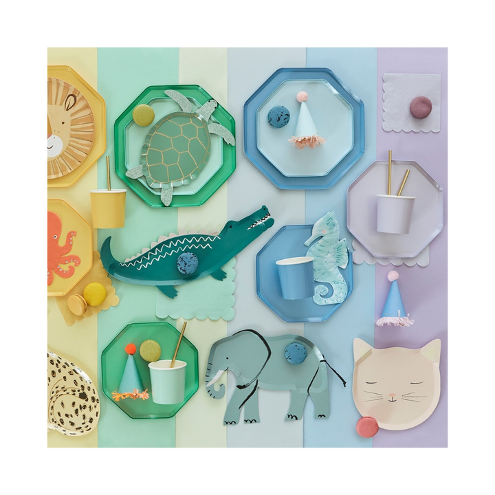 Green Sea Foam Octagonal Dessert Plates