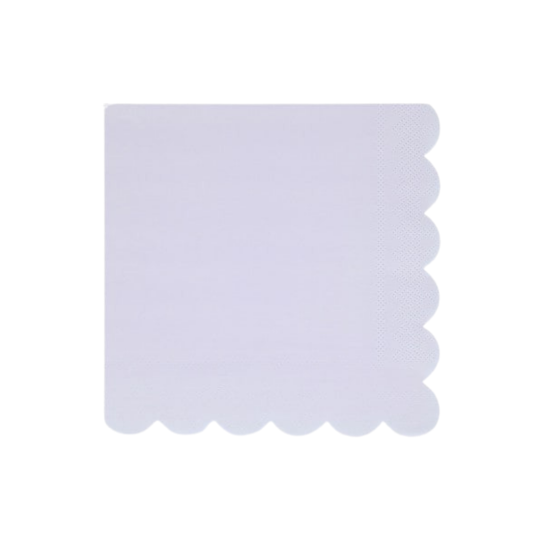 White napkin with scalloped edge for birthday from Parte Haus party supply store in Bethesda Maryland